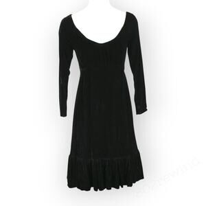 XS Vintage AnneFogarty Babydoll Velvet Dress KneeLength RuffleHem